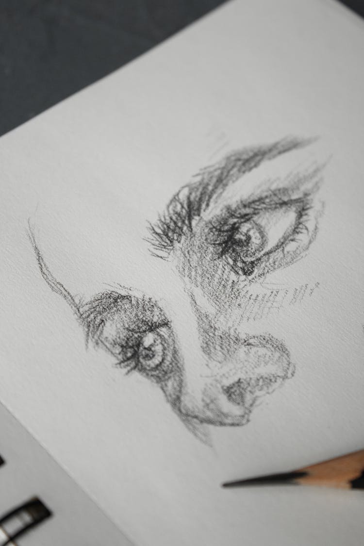 A Drawing Of Person's Eyes And Nose