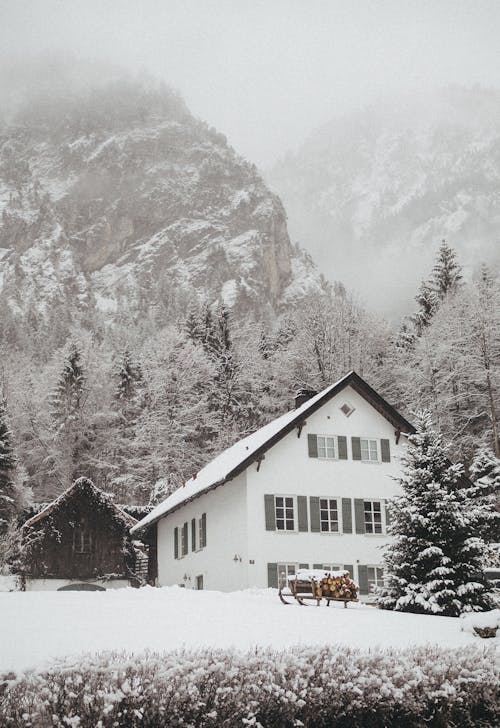 Gratis stockfoto met besneeuwde berg, huis, ijs
