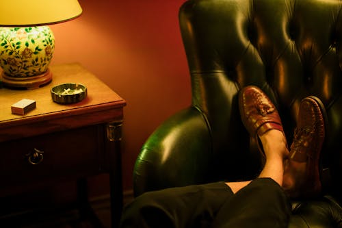 Free Person Wearing Brown Leather Shoes Stock Photo