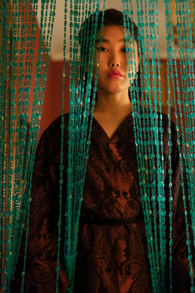 Woman Behind Beaded Curtain