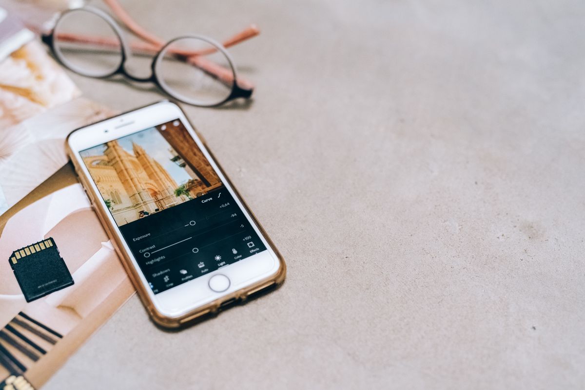 Editing a photo in an app on a phone