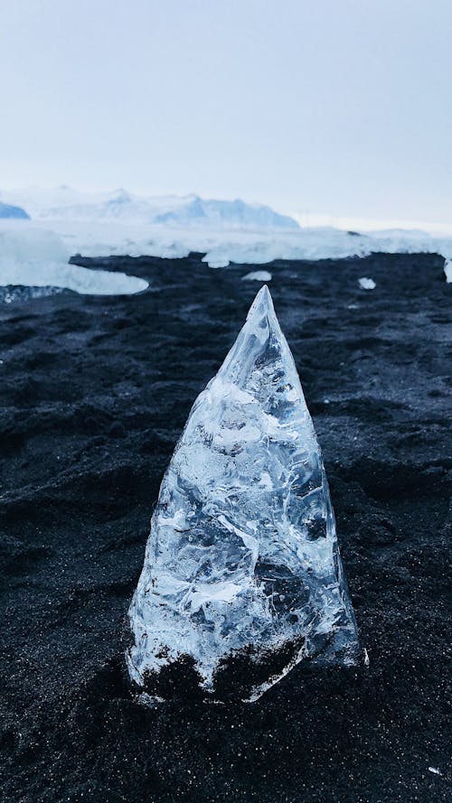 Ice Stone on Black Sand