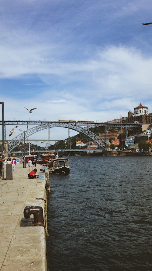 Bridge over Water Near Buildings