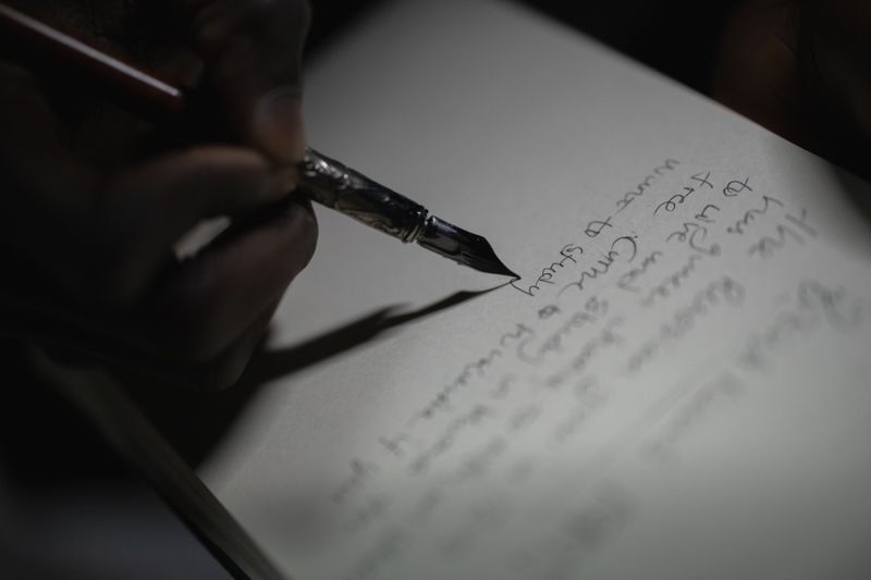 만년필로 종이에 글을 쓰는 손