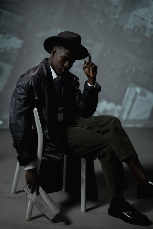 Ingyenes stockfotó afro-amerikai férfi, bőrkabát, fedora kalap témában