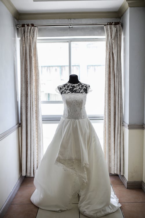 White Wedding Gown on a Mannequin