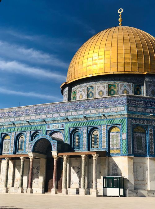 Free Stunning view of the iconic Dome of the Rock with its golden dome in Jerusalem, a must-see landmark. Stock Photo