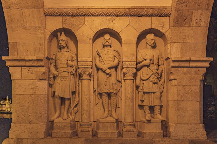 Old Warrior Statues In Wall Niches