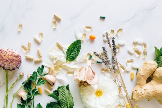 Natural beauty ingredients arranged to illustrate ingredient-led brand storytelling