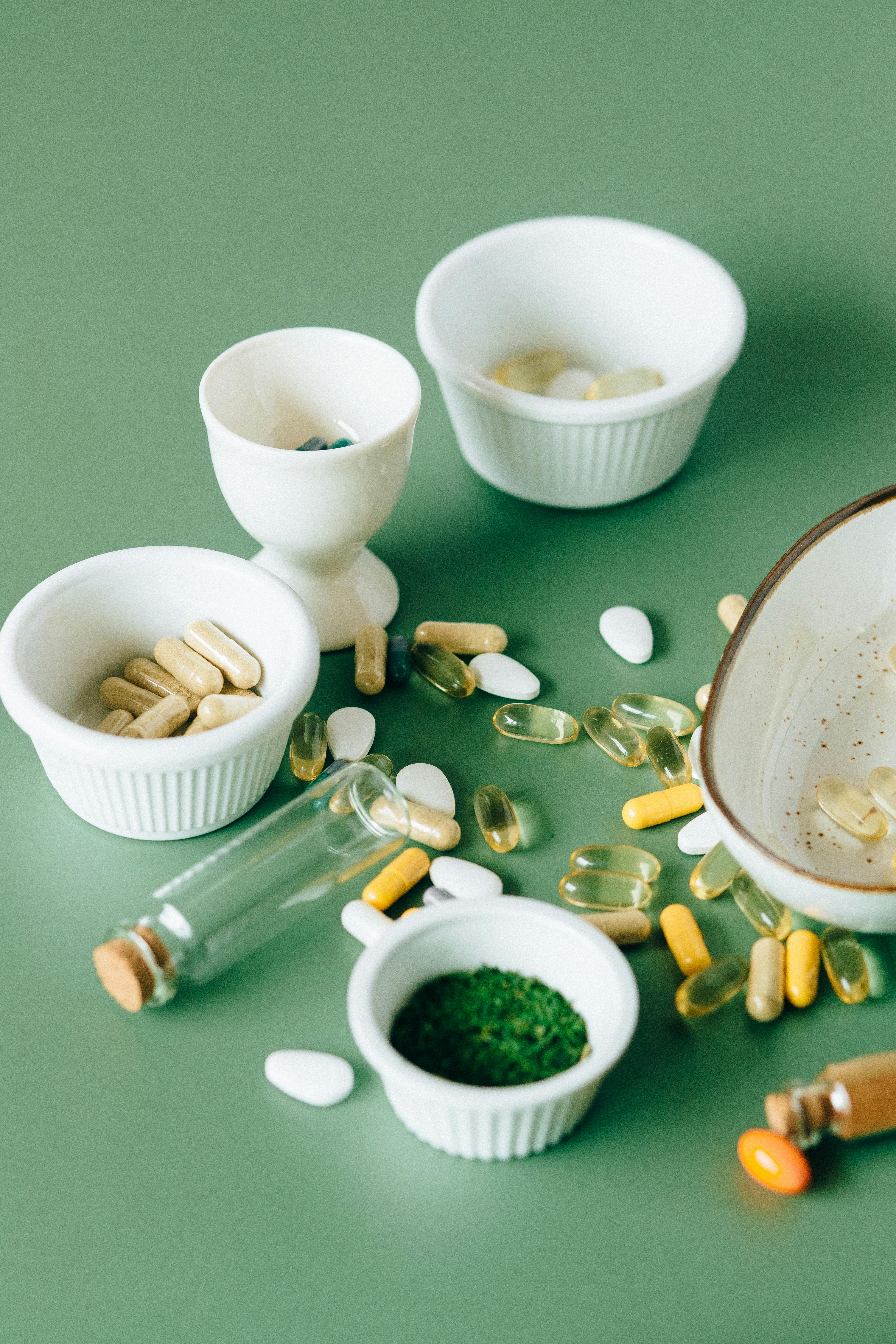 flat lay photo of alternative medicines