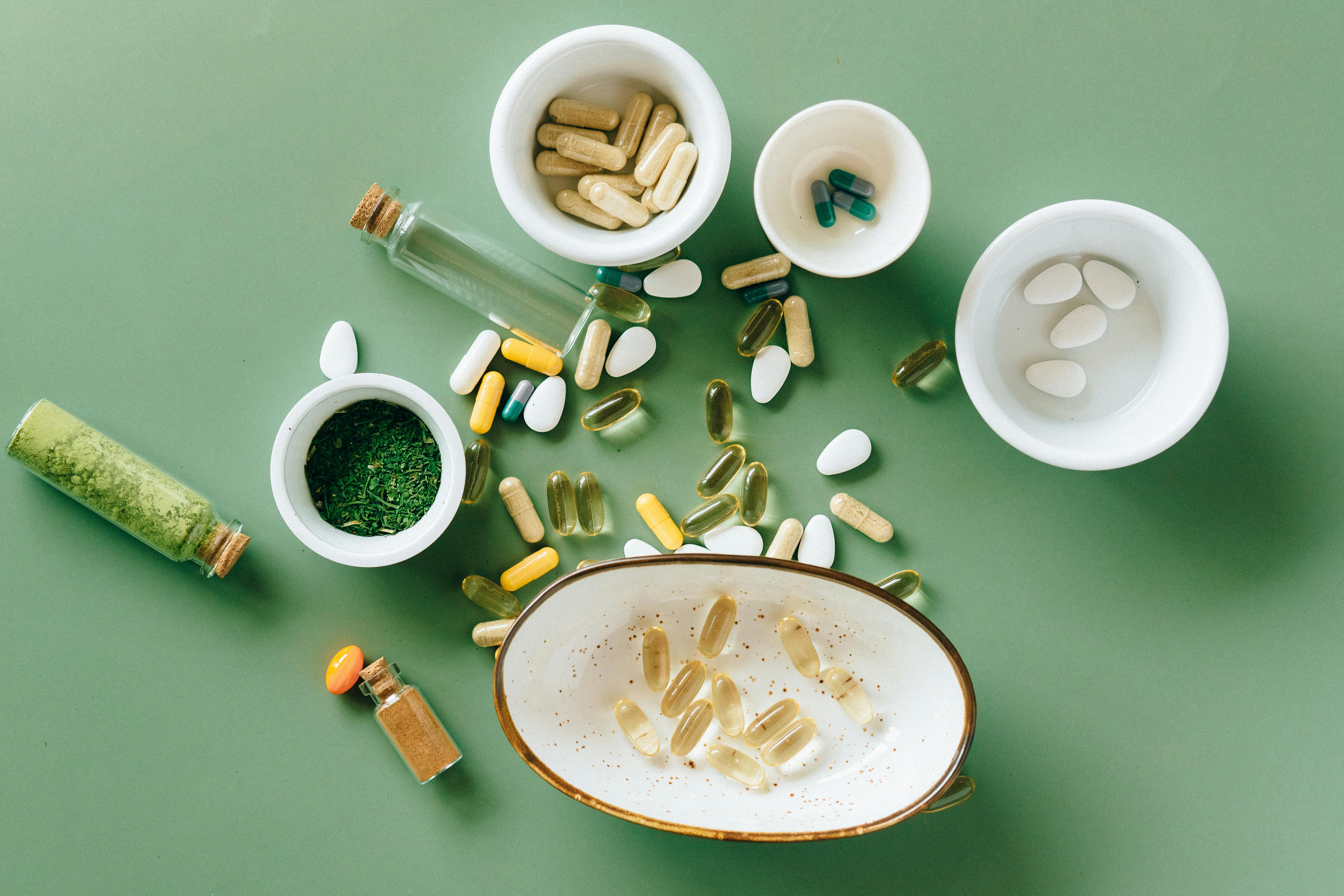 flat lay photo of alternative medicines