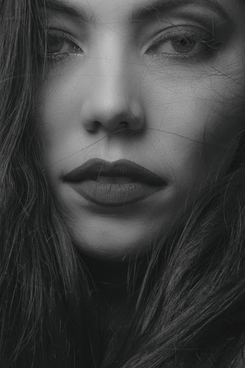 Woman's Face in Close Up Photography