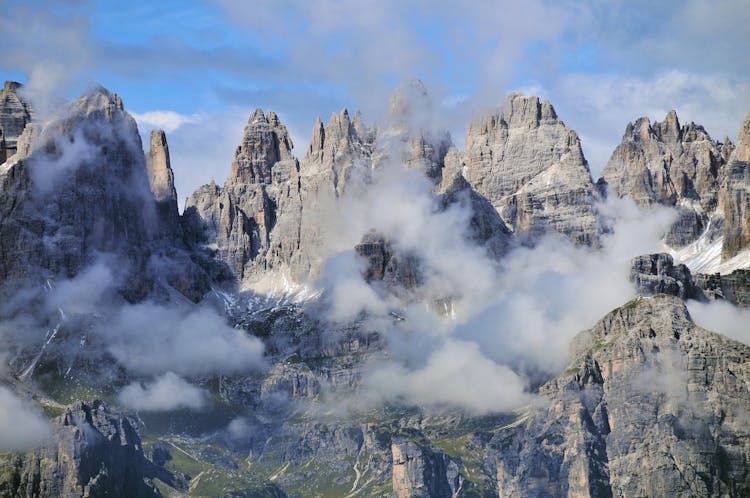 Clouds Covering Tre Cime Di Lavaredo In Italy