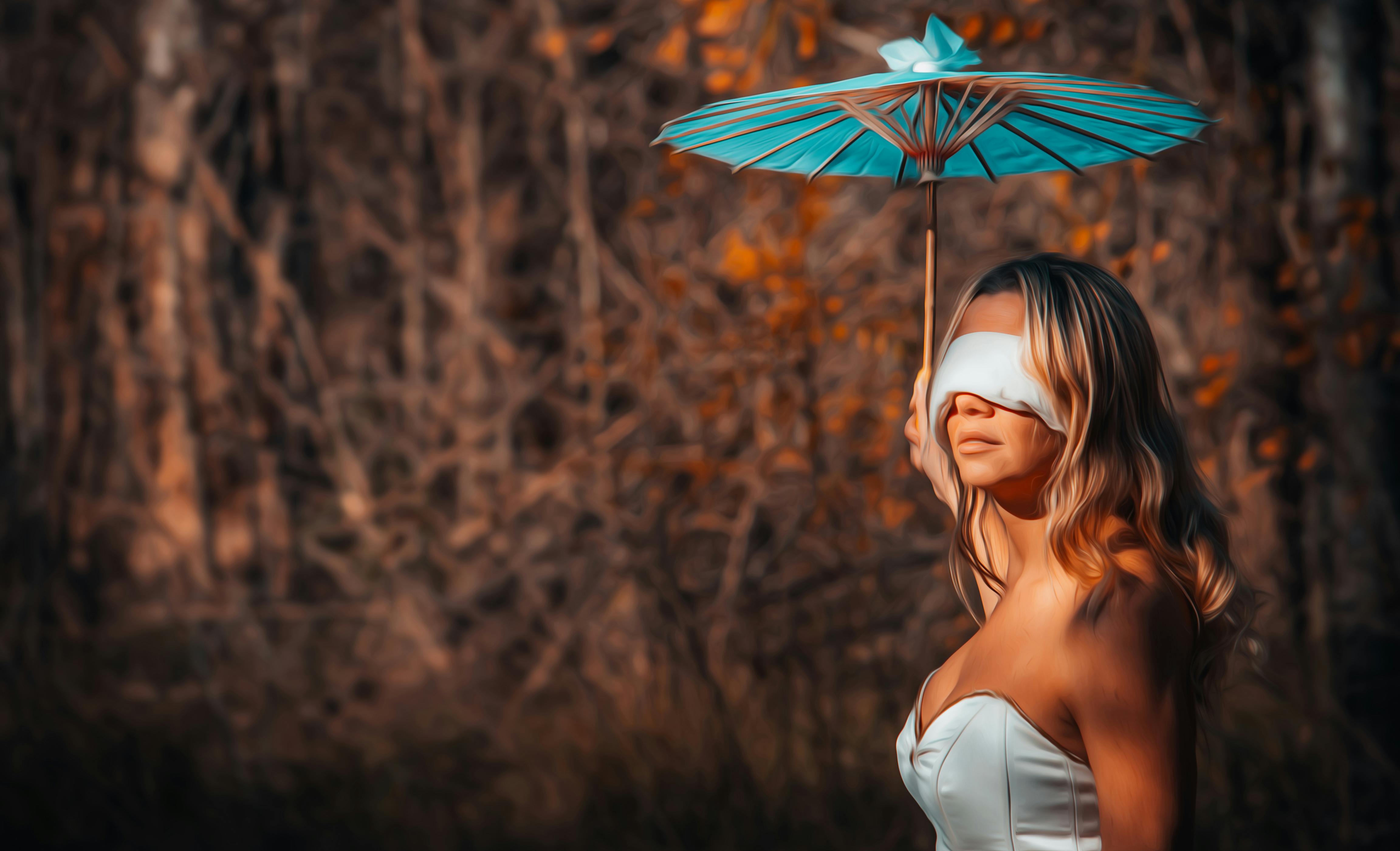 Blindfolded woman, red, Blindfolded, woman, girl, HD wallpaper