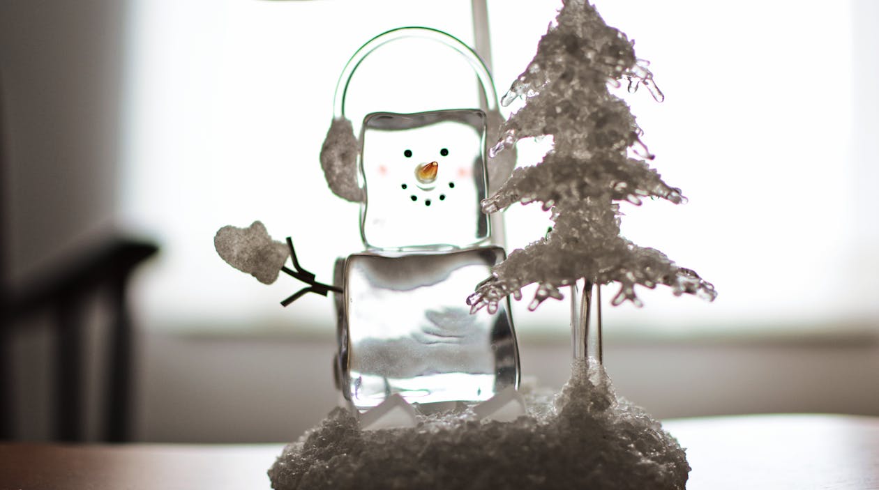 Ice Cube Snowman Christmas Ornament with Personalized Name (Carol)