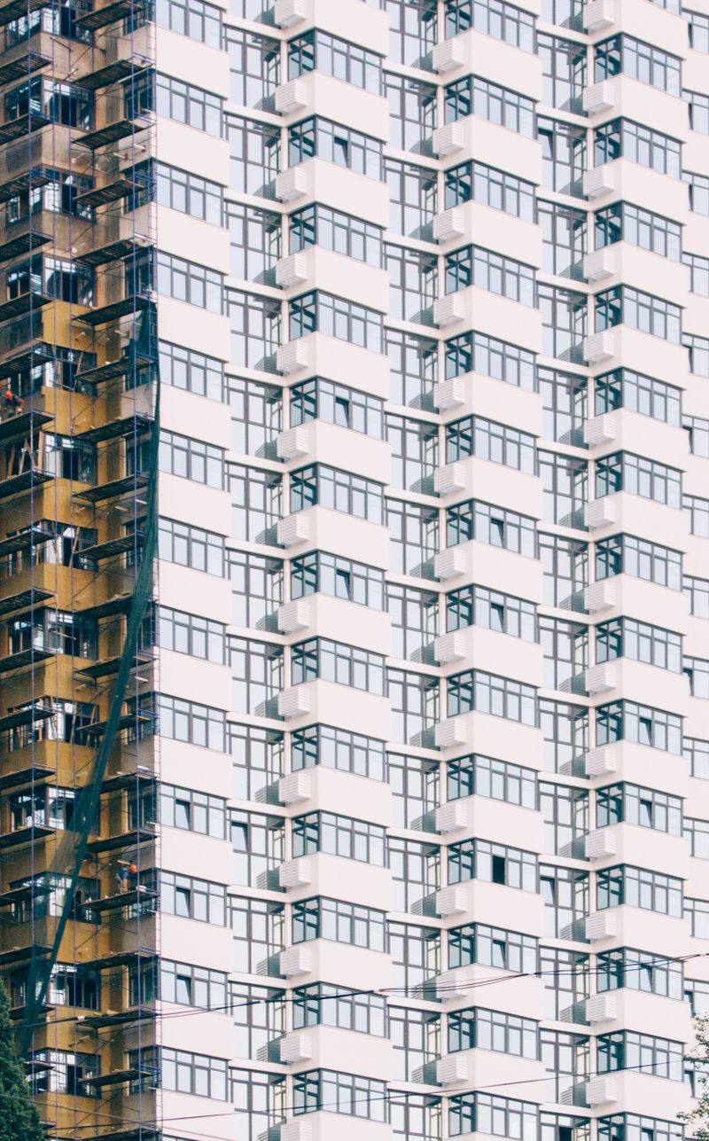 High-rise building with a repeating window pattern