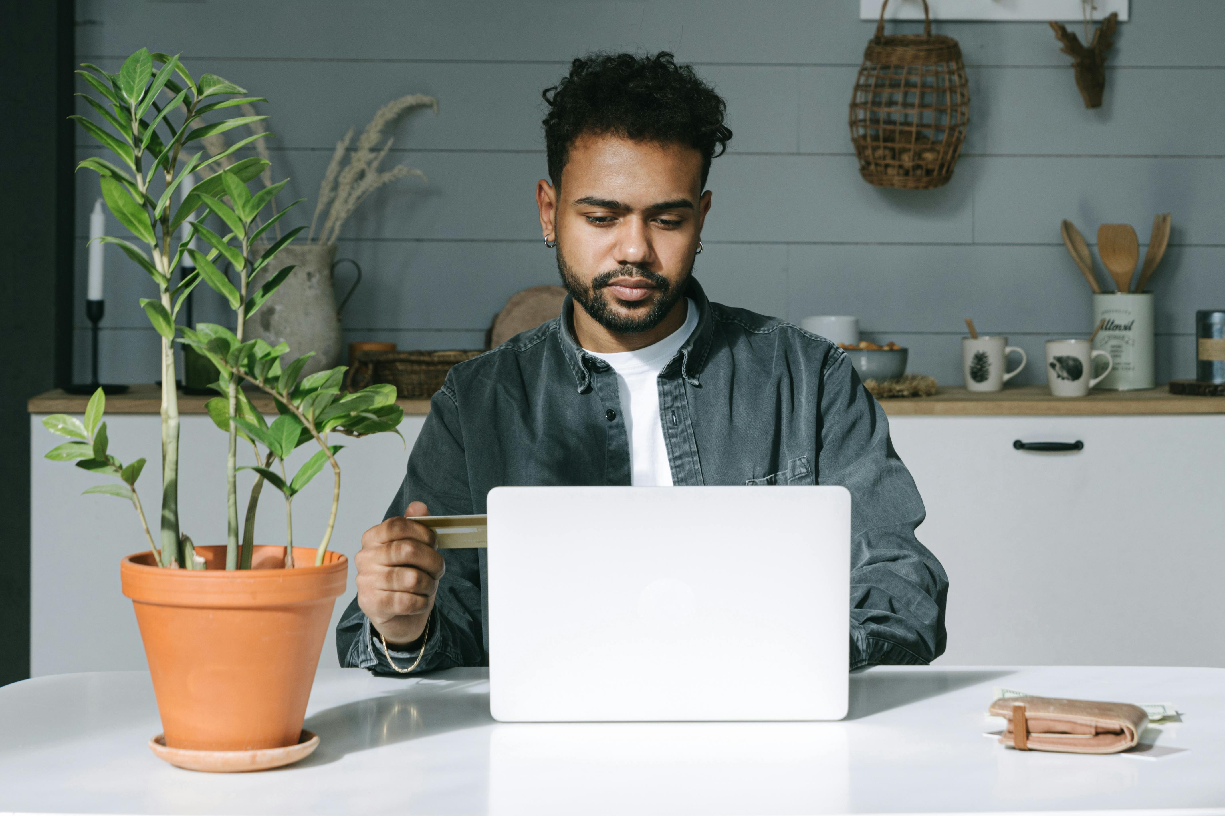 a man shopping online