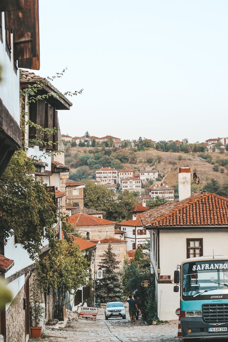 Steep Street In Town In Turkey