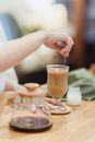 Making Ice Coffee in a Glass
