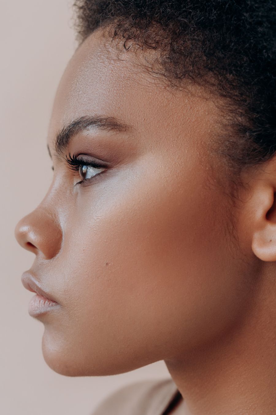 A close-up profile showing how the cheeks, lips, and chin relate to one another