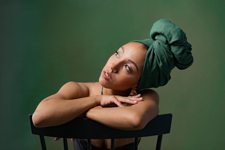 Portrait Of A Woman With Green Headdress