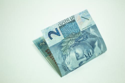 Close-Up Shot of a Blue Banknote