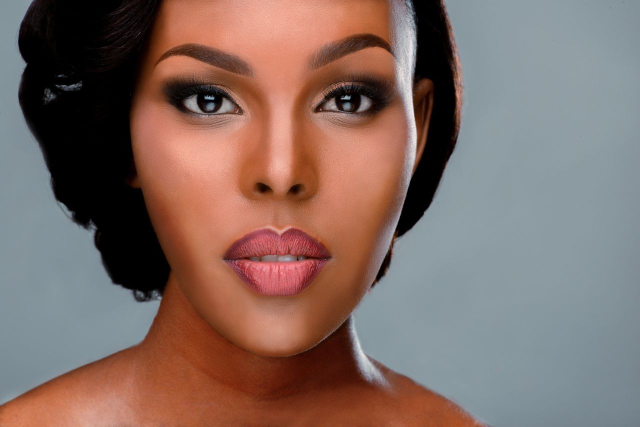 close up portrait of a woman with perfect makeup and expressive eyes o