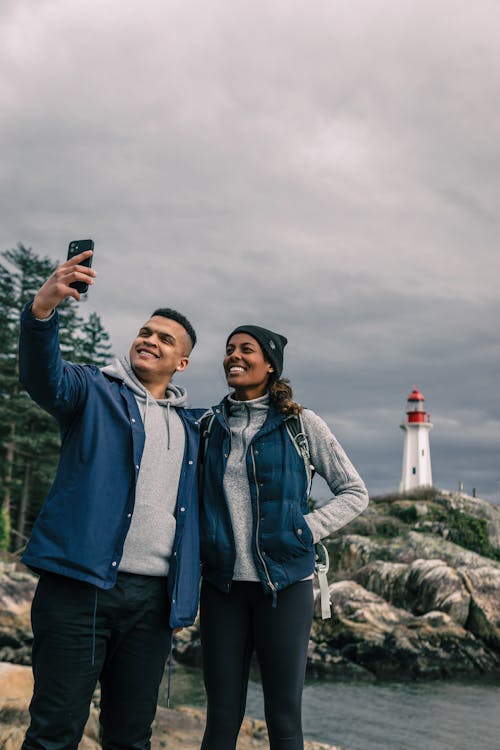 Man and Woman Taking Selfie