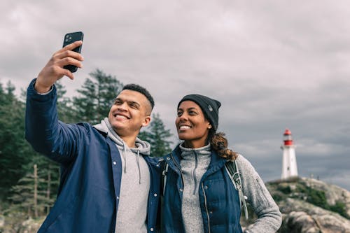Man and Woman Taking Selfie