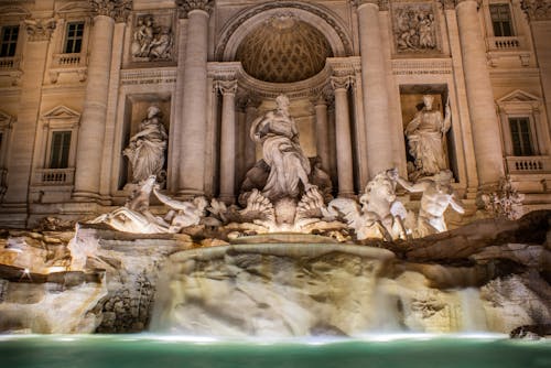 Free The Trevi Fountain With Light At Night Time Stock Photo