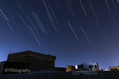 Foto stok gratis fotografi jejak bintang, langit kota, langit malam