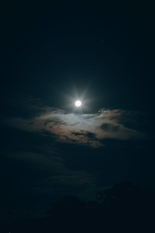 Full Moon in the Night Sky with Clouds