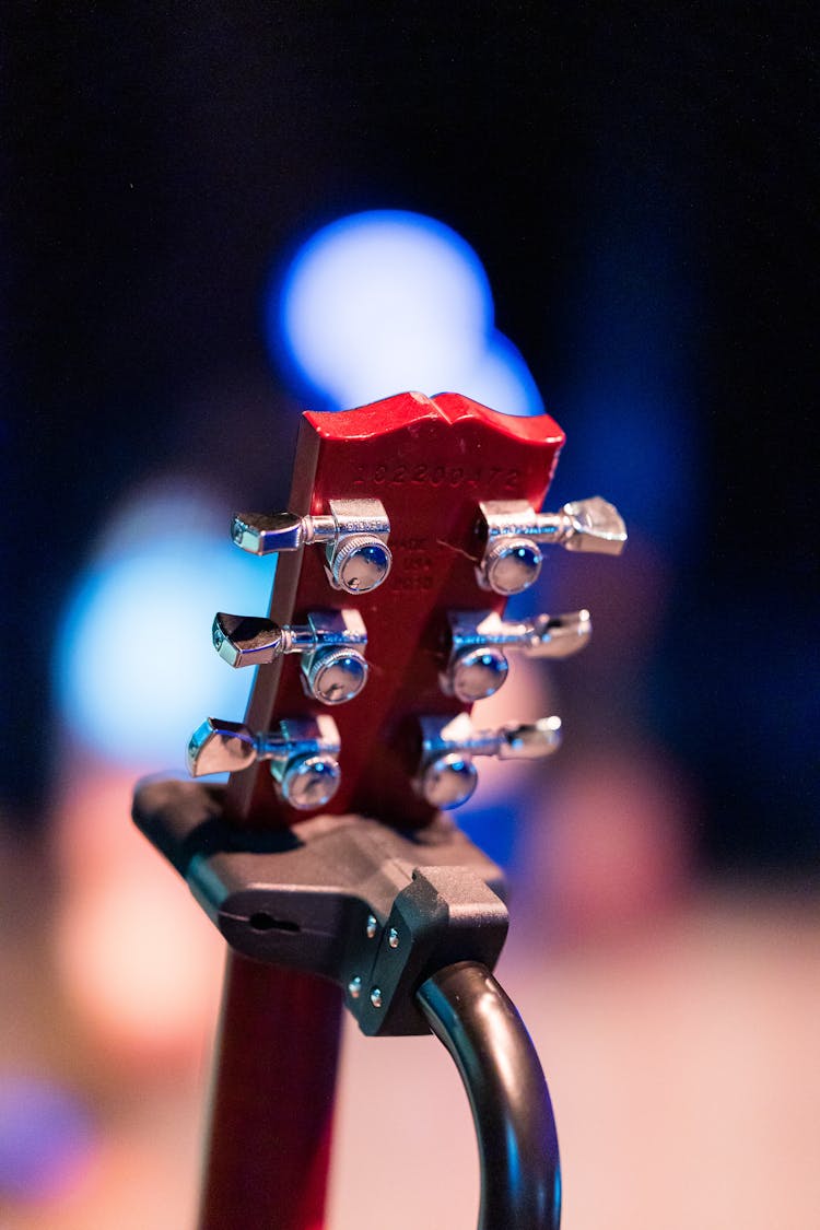 Red And Silver Guitar Headstock