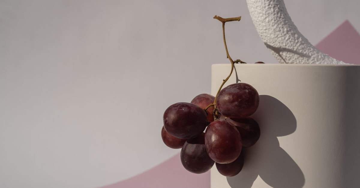 Aesthetic close-up of red grapes on a white cylindrical shape with artistic lighting. - Evidence evidence guide for grape-seed-visual-fatigue-randomized-trial