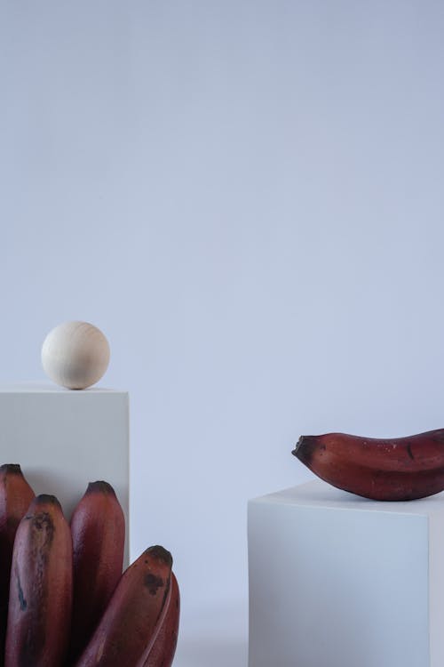 Brown Bananas on White Background