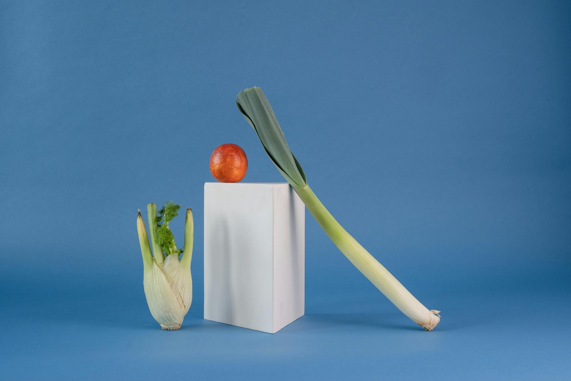 Vegetable and Fruit on a White Shape