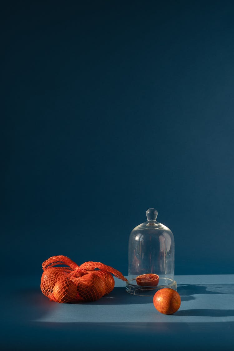 Oranges On Blue Background