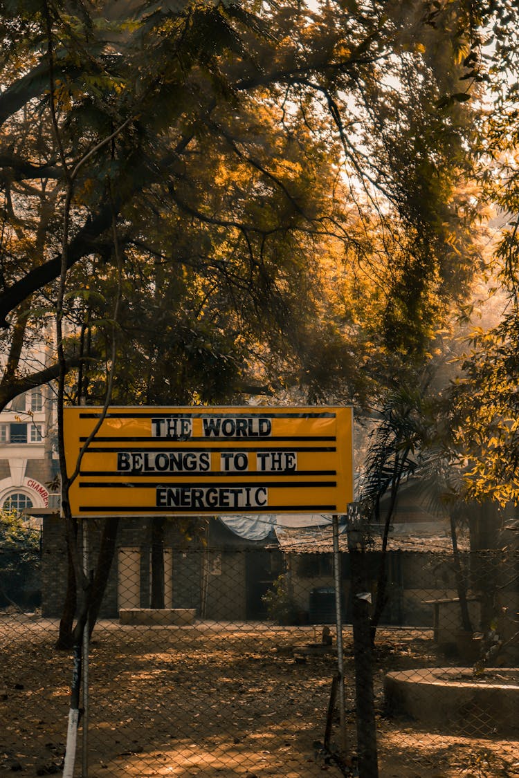 A Marquee Letter Sign Board Inside A Yard