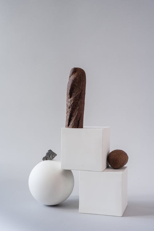 Brown Baguette on White Box 