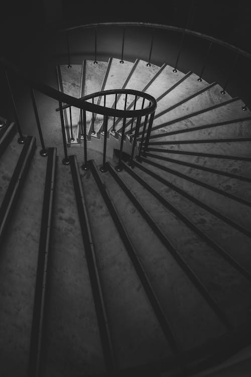 Free A Spiral Staircase with Handrails Stock Photo