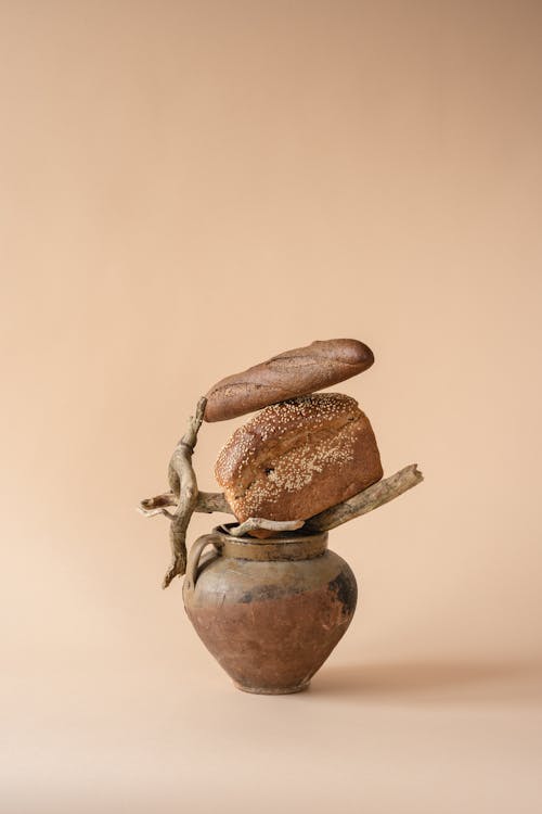 Brown Bread on Brown Ceramic Vase