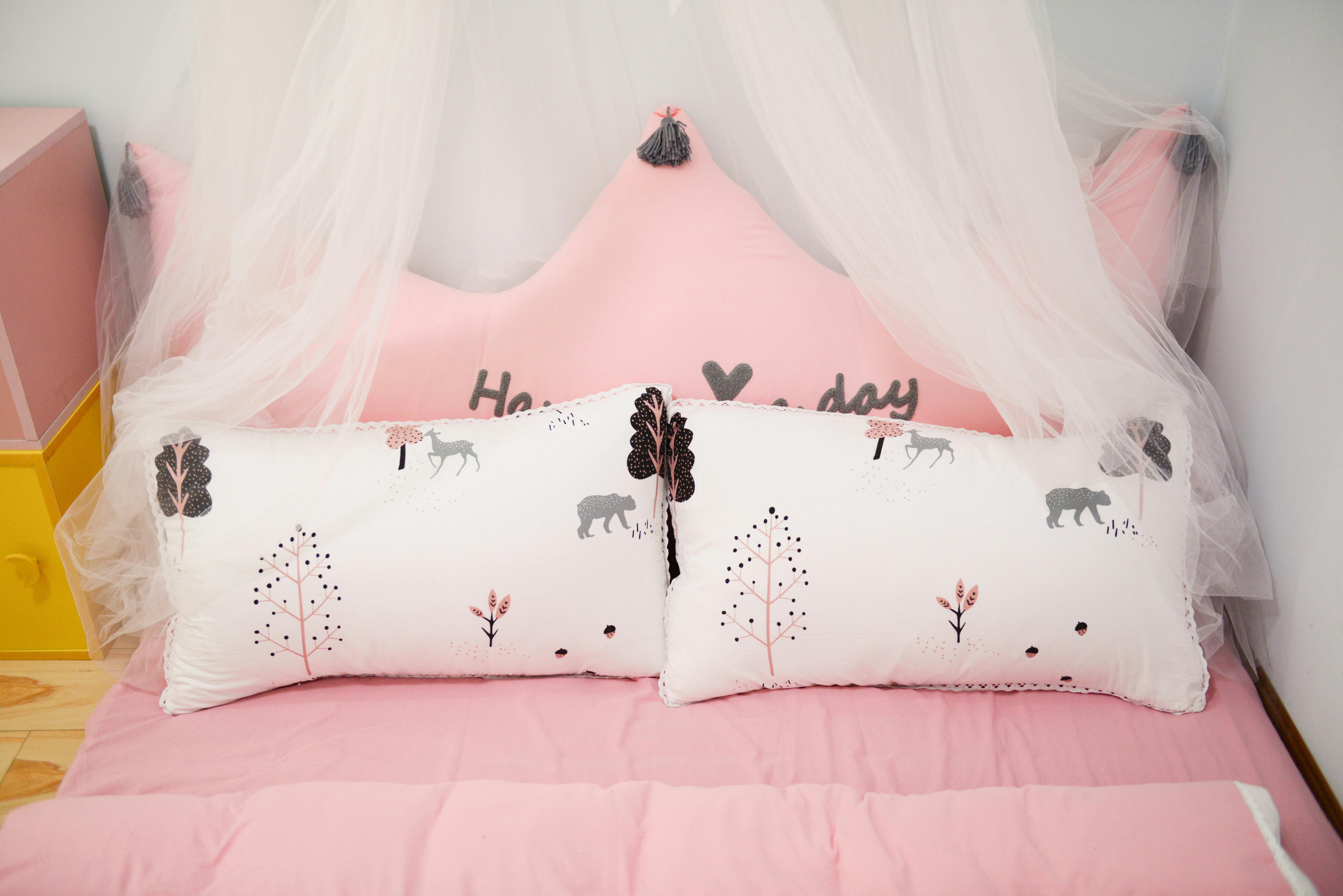 Two White Pillows On Bed Stock Photo, Picture and Royalty Free Image. Image  49668058.