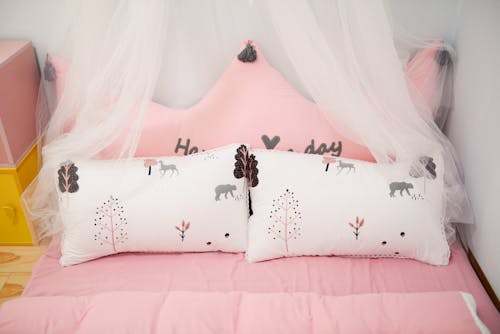Free Photo of Two Pillows on the Bed Stock Photo