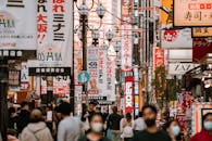 Crowd on City Street, Osaka, Japan