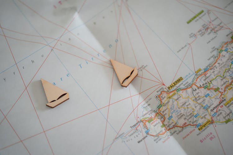 Boat Cutouts On A Map