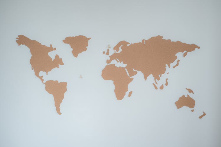 Cork Map In White Surface