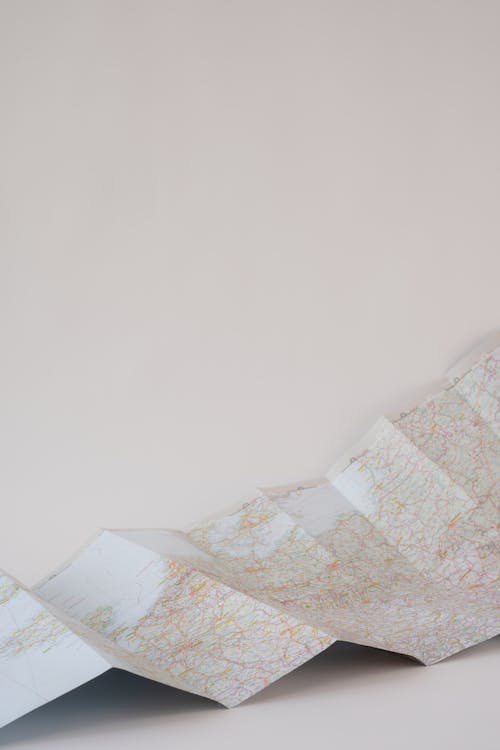 Paper Map on the White Surface