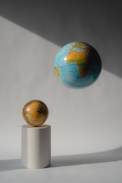 Earth Models on the White Background