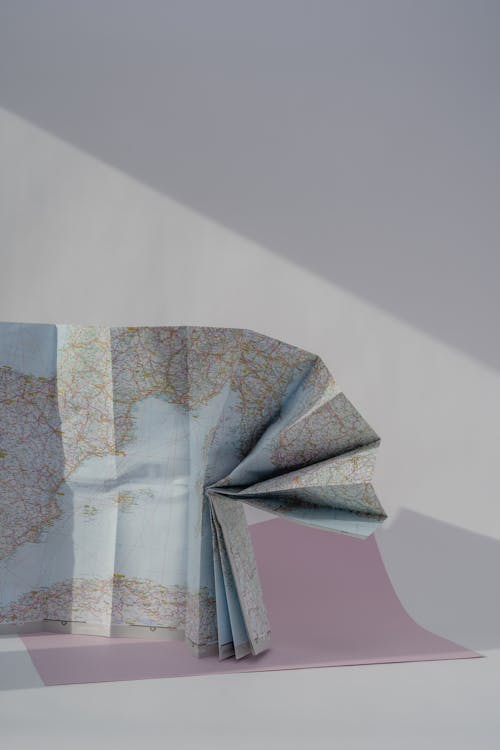 Half-Wrapped Map on Pink Paper