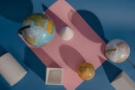 Different Geometric Shaped Items on Blue Surface